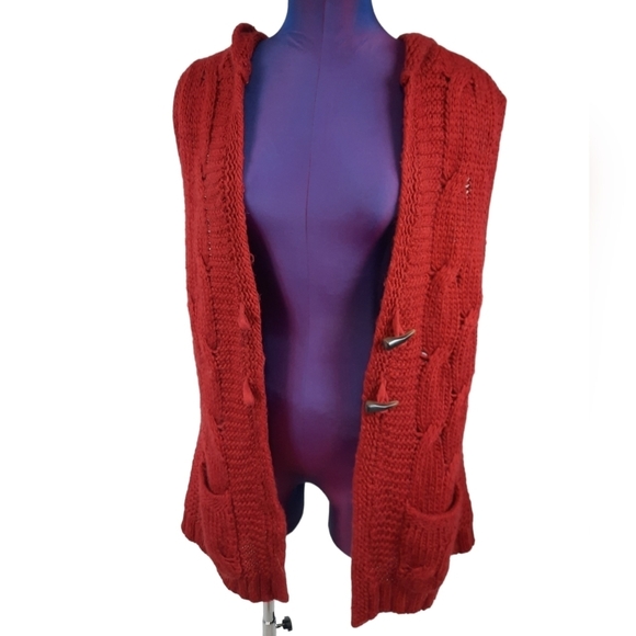 Eddie Bauer Rust Toggle Hooded Duster Sweater Vest Size XL‎ Women's - Picture 6 of 10